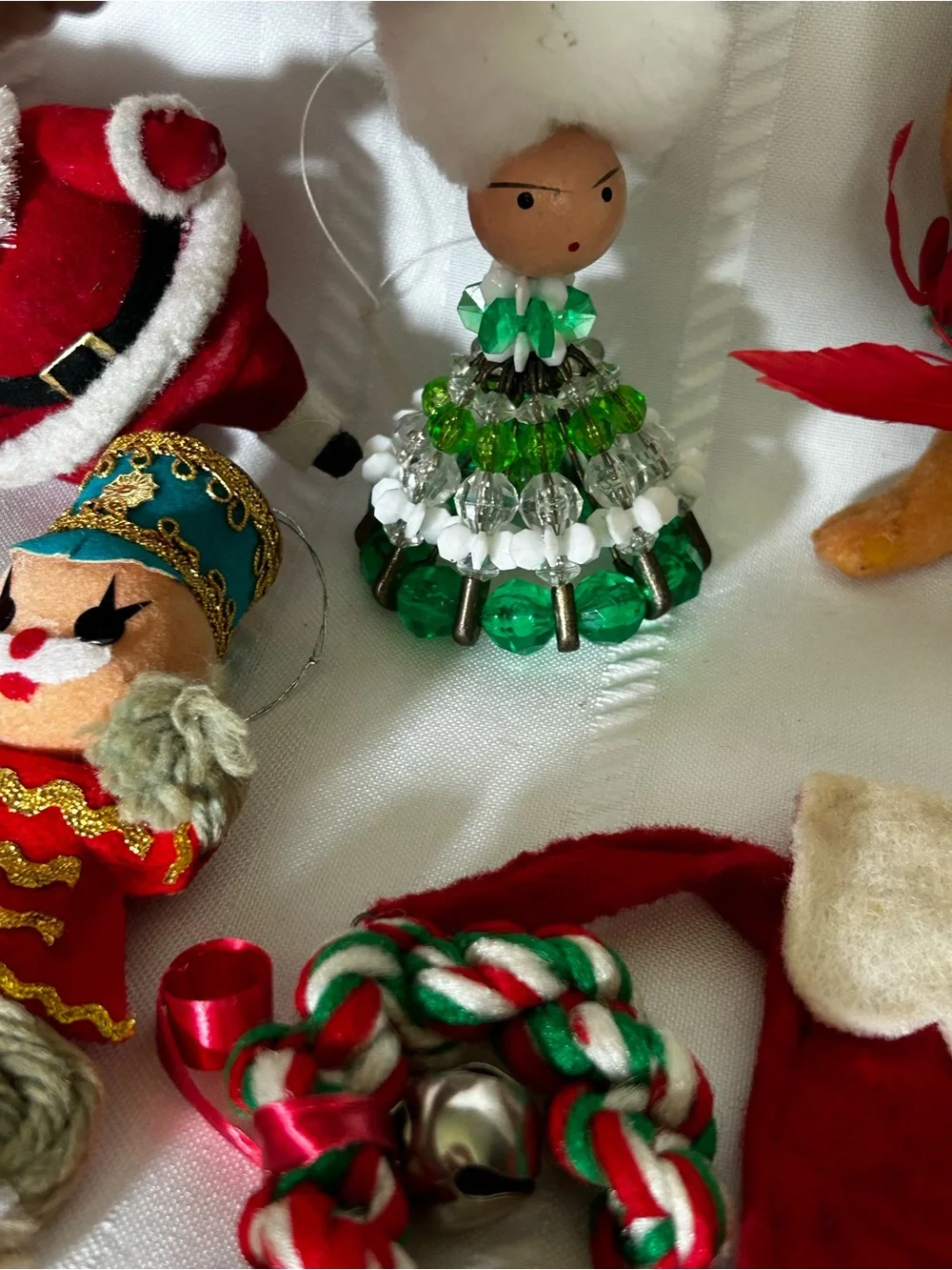 19 Vintage Christmas Tree Ornaments Holiday Decor Santa Stocking Angel Star Red